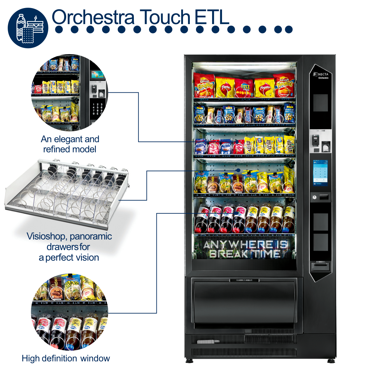 Necta ORCHESTRA TOUCH ETL Food, Snack & Cold Drink Vending Machine